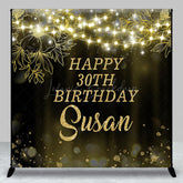 Lofaris Black Gold Bokeh Custom Name 30th Birthday Backdrop